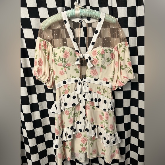 For Love And Lemons Butterscotch Tiered Mini Dress - Picture 3 of 16